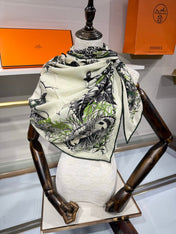 HERMES 26S SCARF 135 IN SILK AND CASHMERE 492355