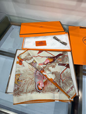 HERMES 26S SCARF 135 IN SILK AND CASHMERE 492357