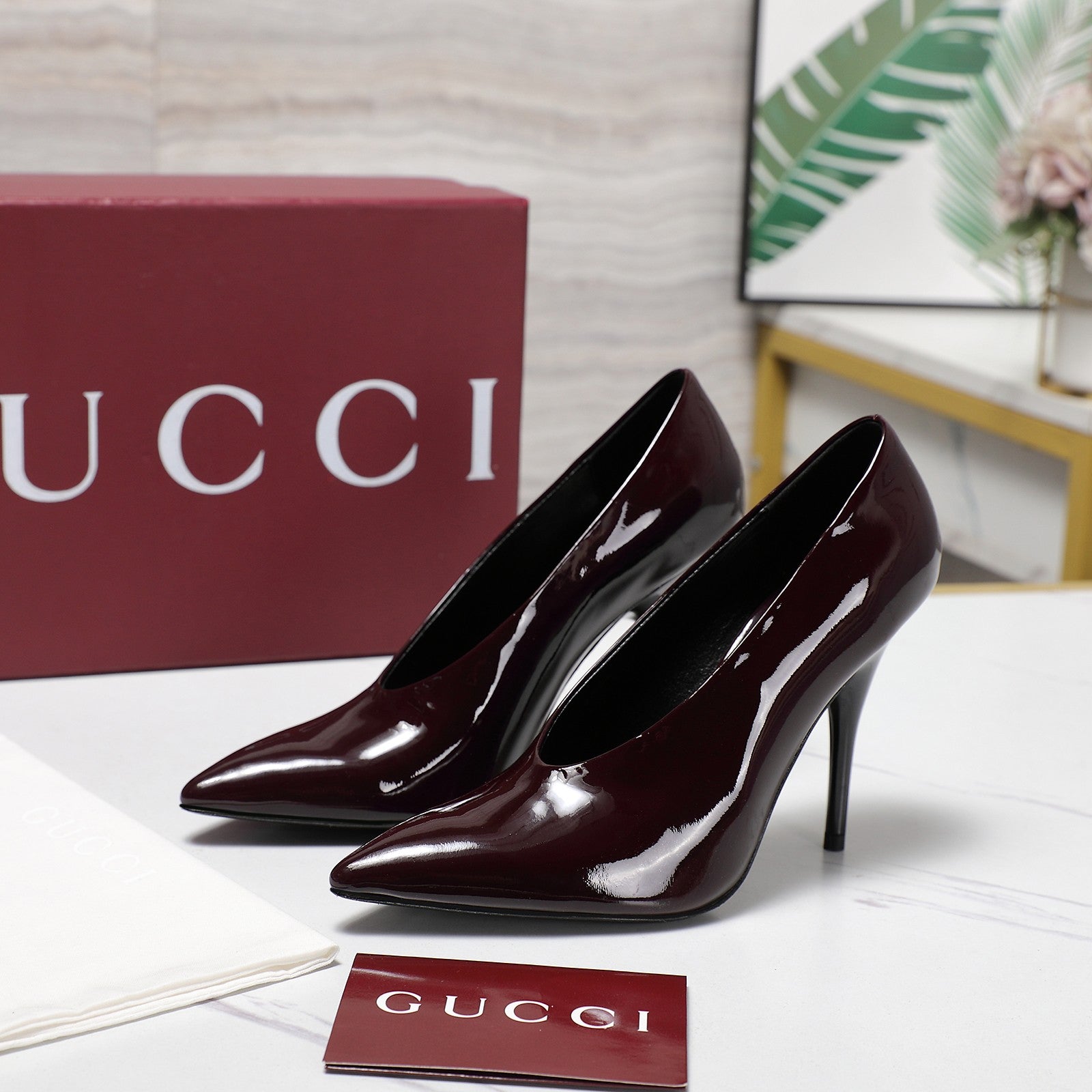 GG CLASSIC HIGH HEEL 105 IN DEEP WINE LAMBSKIN