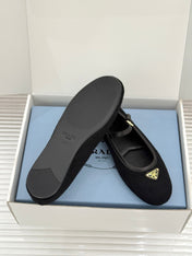 PRADA 26S MARY JANE  FLATS IN BLACK FELTED FABRIC