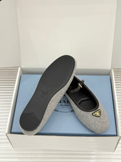 PRADA 26S MARY JANE  FLATS IN GREY FELTED FABRIC