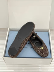 PRADA 26S MARY JANE  FLATS IN DARK BROWN TWEED