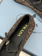 PRADA 26S MARY JANE  FLATS IN DARK BROWN TWEED
