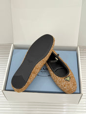 PRADA 26S MARY JANE  FLATS IN COGNAC BROWN TWEED