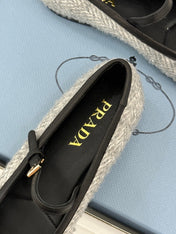 PRADA 26S MARY JANE  FLATS IN LIGHT GREY TWEED