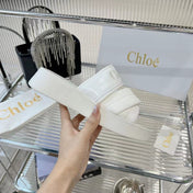 MILA FLAT SLIDES 5 CM IN WHITE CALFSKIN AND RE-NYLON