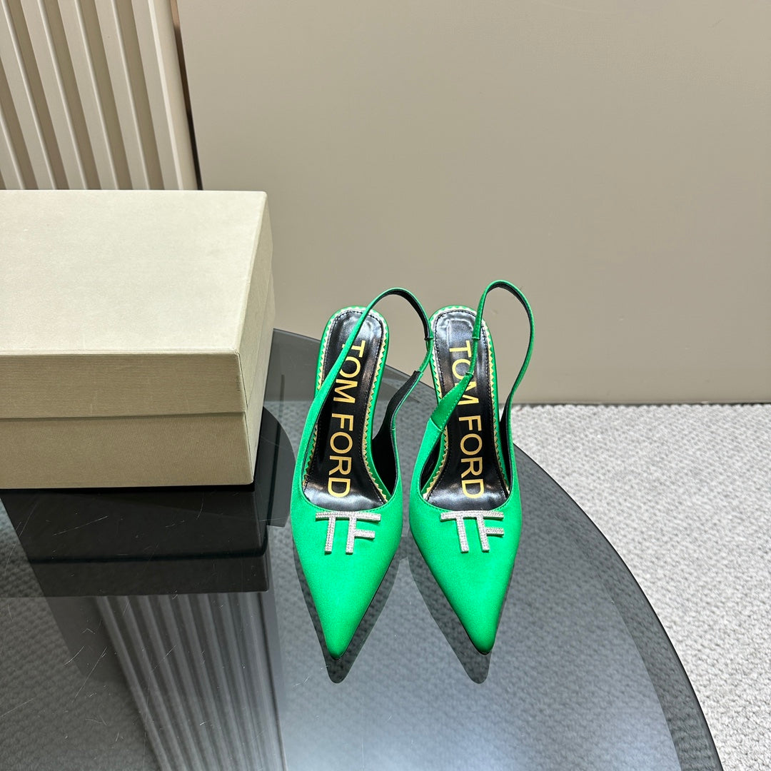 ANGELINA 10 CM SLINGBACK IN EMERALD GREEN CALFSKIN