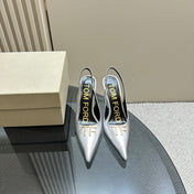 ANGELINA 10 CM SLINGBACK IN SILVER CALFSKIN
