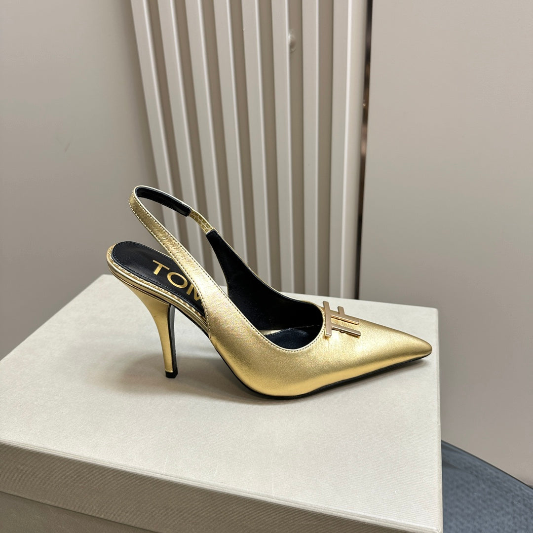 ANGELINA 10 CM SLINGBACK IN GOLD CALFSKIN
