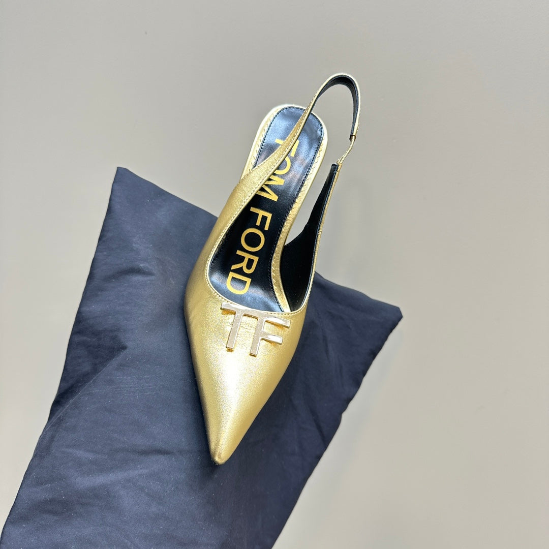 ANGELINA 10 CM SLINGBACK IN GOLD CALFSKIN