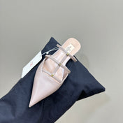 ROCKSTUD WISPY SOFT PINK CALFSKIN MULE 20MM