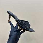 BURBERRY 26S HIGH-HEELED SANDALS 70 MM IN BLACK CALFSKIN AND SUEDE