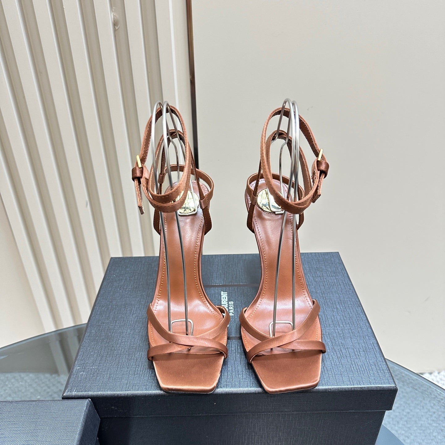 OPYUM HIGH SANDALS IN BROWN SILK