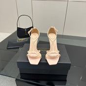 BALMAIN 25S LIPS SANDALS 10 IN BLUSH BEIGE CALFSKIN