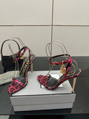 TOM FORD 26S HEELED SANDALS 100 MM IN LEOPARD PRINT CALFSKIN STYLE 5
