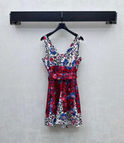 LV SLEEVELESS V-NECK DRESS WITH WAIST TIE 263818