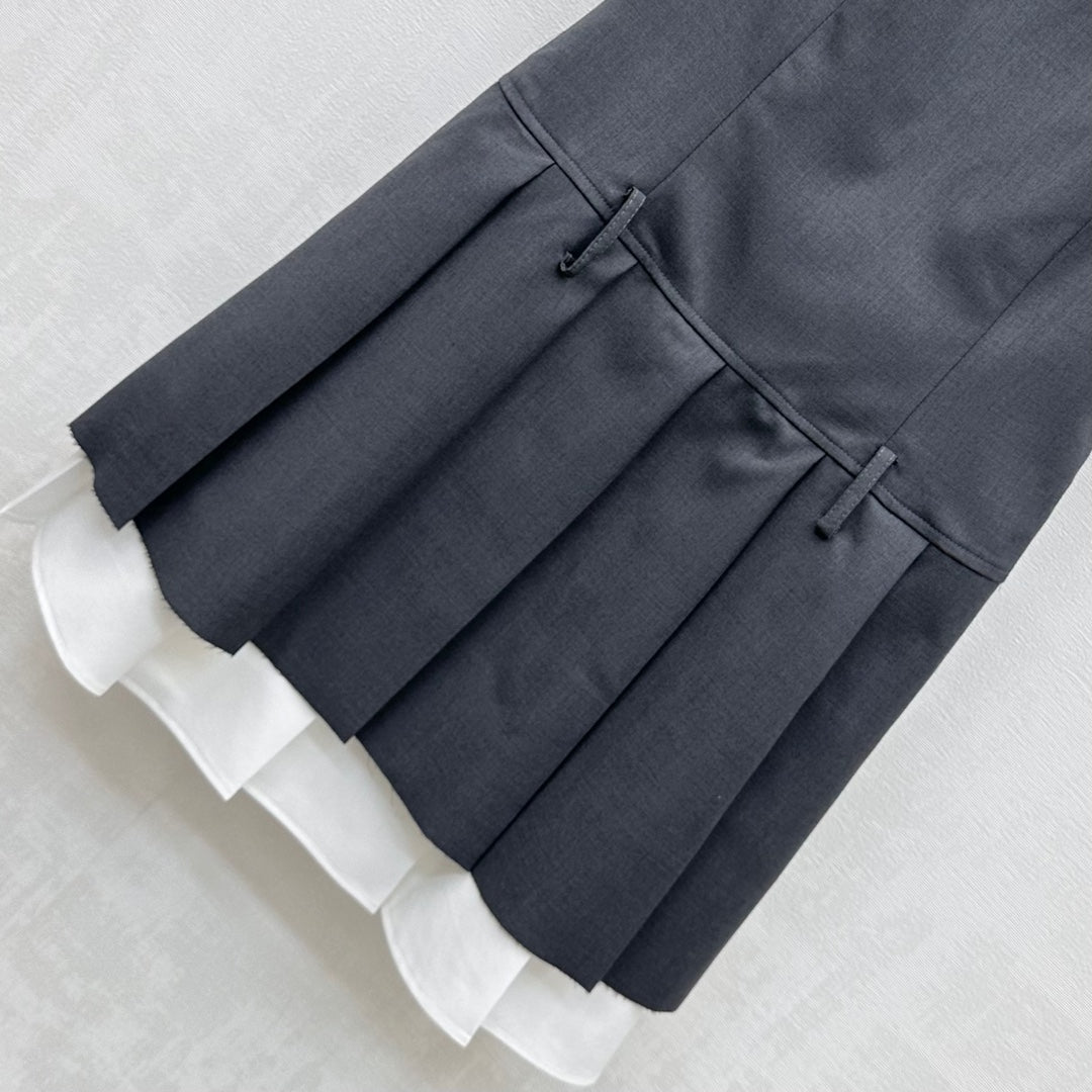 MIU 25S PLEATED VEST DRESS IN ACETATE 264605