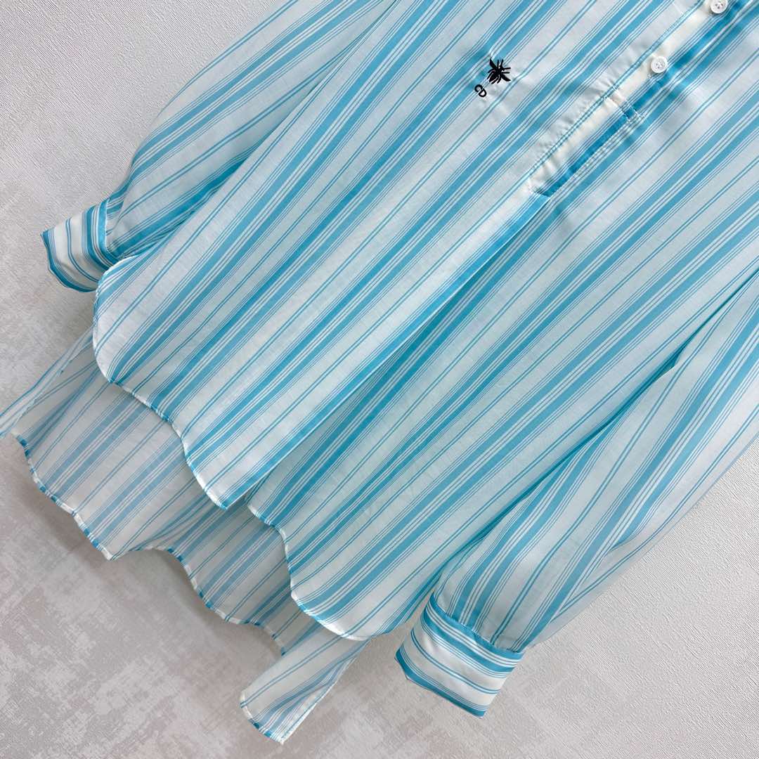 DIOR 25S STAND COLLAR STRIPED SHIRT 264615