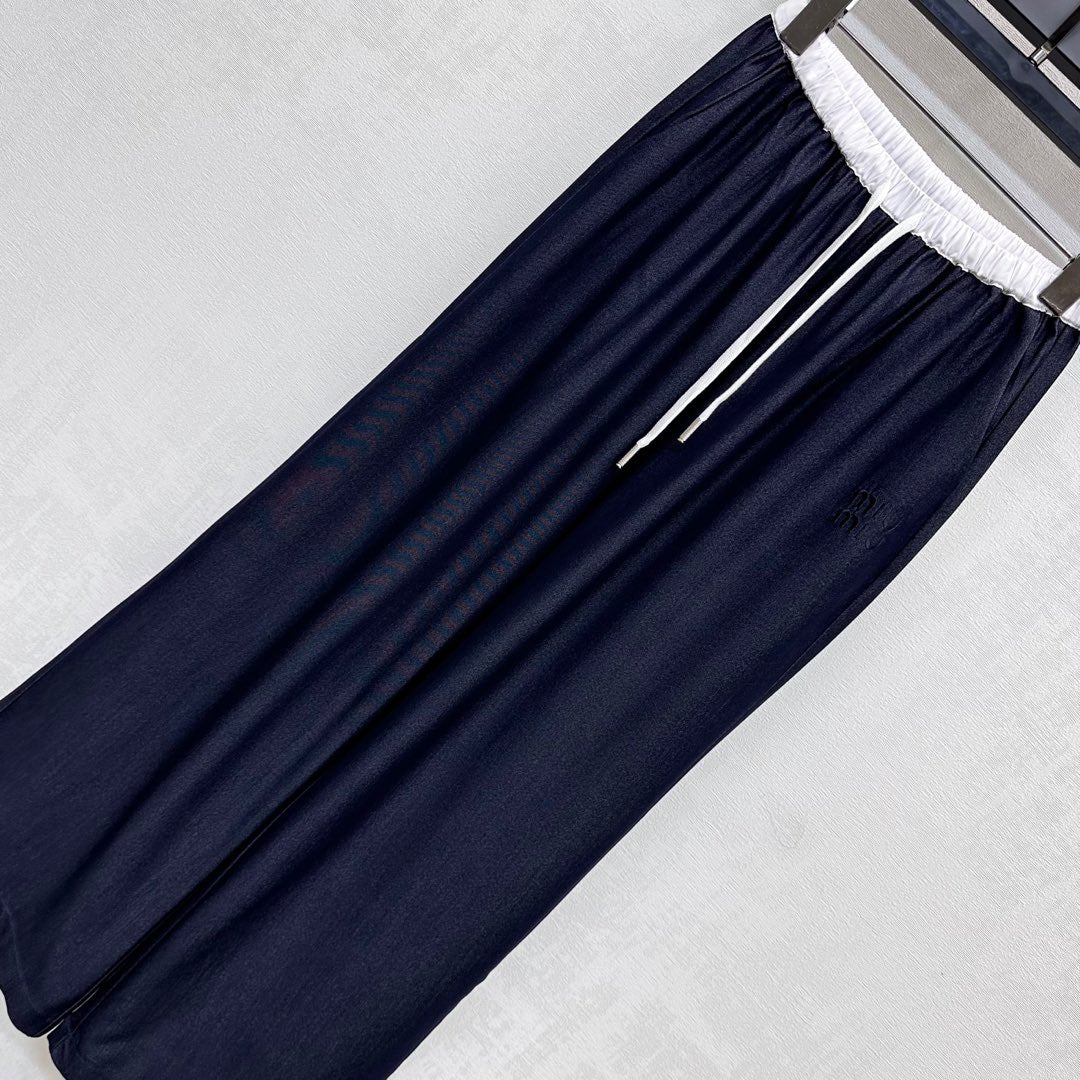 MIU 25S WIDE LEG PANTS WITH DRAWSTRING 264585