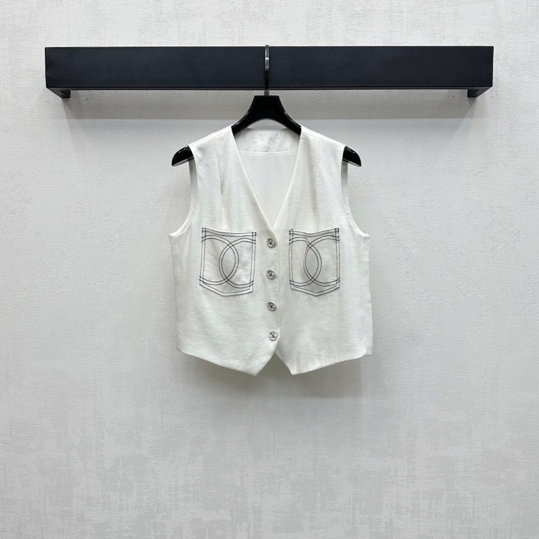 CHANEL SLEEVELESS BUTTONED BLAZER 274758