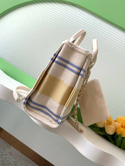 SHOPPING BAG 34 IN WHITE BLUE AND YELLOW CANVAS