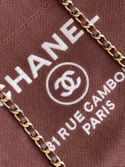 CHANEL 25S TOTE BAG 33 IN DARK RED CANVAS
