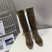 CELINE 25S BULKY LACED UP BOOTS 45MM IN CHARCOAL BROWN SUEDE