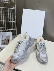 DIOR CHRONO SNEAKER 25S IN SILVER LAMBSKIN AND MESH FABRIC STYLE 1