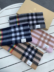 CHECK SCARF 200 CM IN BLACK MIX DOVE GRAY CASHMERE 394751