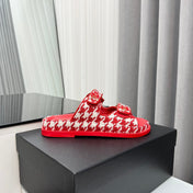 dad sandals red white mules