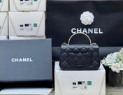CHANEL 25S COCO CRUSH HANDLE 18 IN BLACK CALFSKIN GOLD HARDWARE