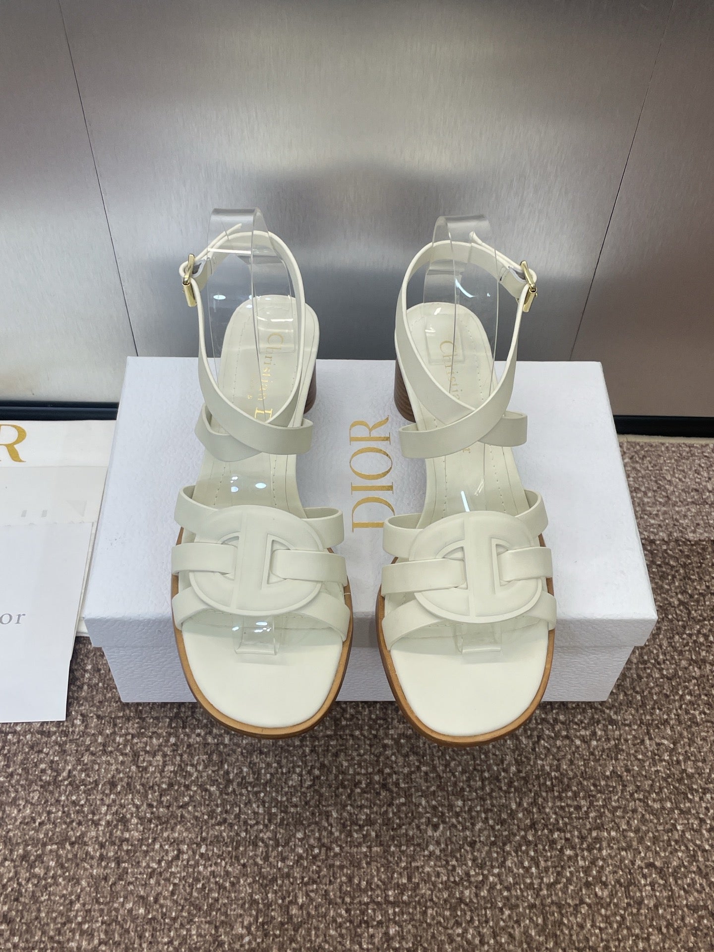 D-CLUB HIGH HEEL SLIDE 25S 55MM IN WHITE CALFSKIN