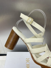 D-CLUB HIGH HEEL SLIDE 25S 80MM IN WHITE CALFSKIN