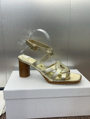 D-CLUB HIGH HEEL SLIDE 25S 80MM IN GOLD GLOSSY CALFSKIN
