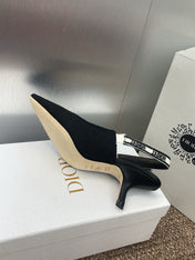 J'ADIOR SLINGBACK 25S PUMP 65MM IN BLACK QUAKE OBLIQUE EMBROIDERED FABRIC