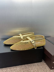 ALAIA MARY JANE FLAT 25S IN GOLD MESH CALFSKIN