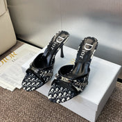 DIOR 25S HIGH HEELS PUNK 85MM IN BLACK WHITE CALFSKIN AND CANVAS