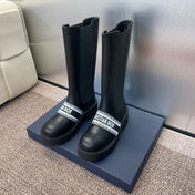 DIOR 25S D-QUEST TALL CHELSEA BOOTS 45MM IN BLACK CALFSKIN