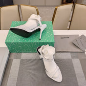 OPEN TOE STRAPPY HIGH HEEL IN WHITE CALFSKIN