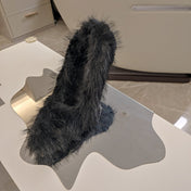 FURRY PUMPS 90MM IN BLACK FOX FUR