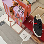 GUCCI 26S GG WEB SNEAKERS IN BLACK GG CANVAS