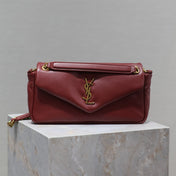 YSL 25S CALYPSO HANDBAG 26 IN BURGUNDY LAMBSKIN GOLD HARDWARE