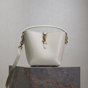 YSL 25S LE 37 BAG 20 IN DUSTY GRAY CALFSKIN GOLD HARDWARE