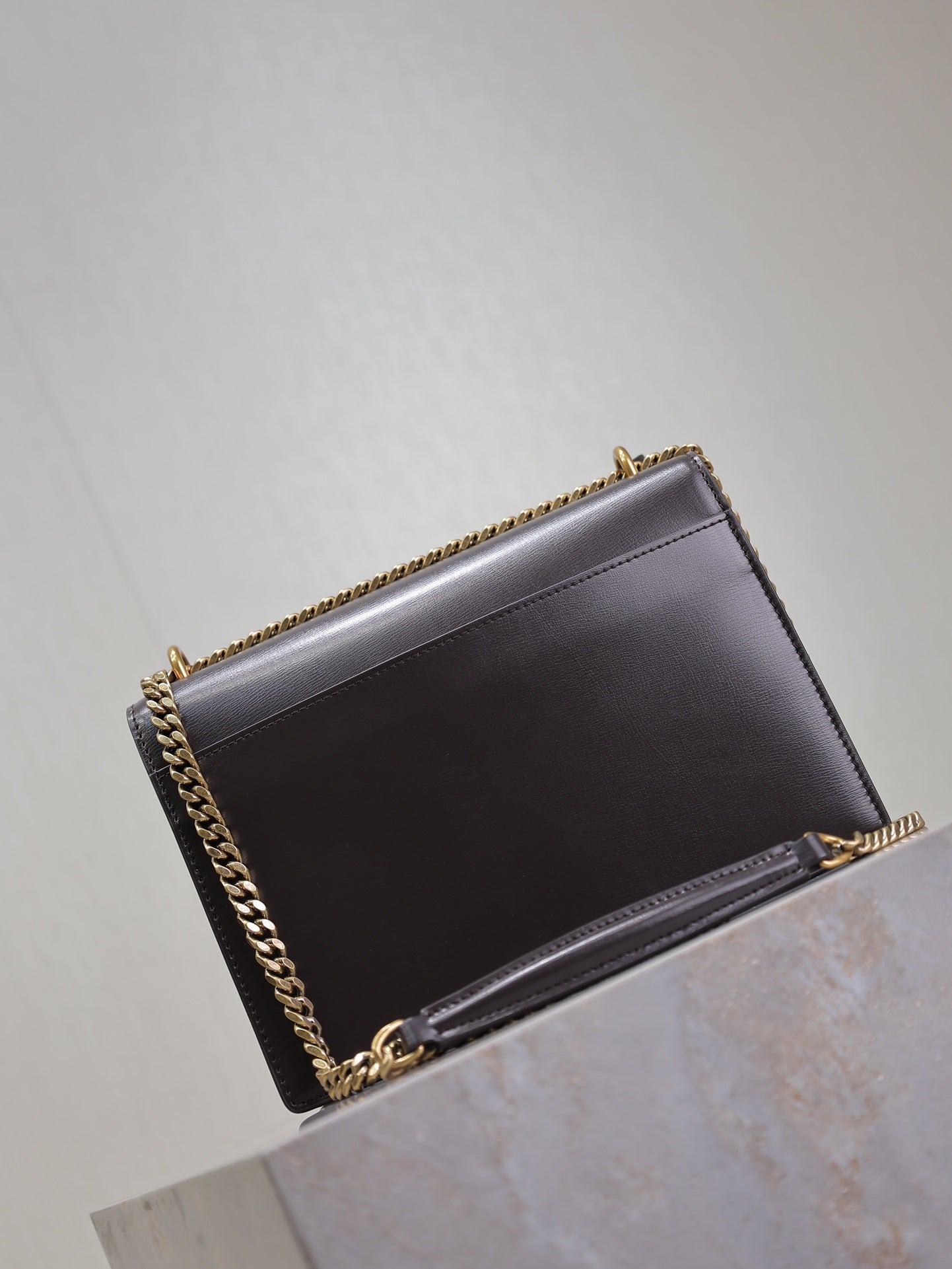 YSL 25S SUNSET BAG 22 IN COFEE BROWN CALFSKIN GOLD HARDWRE