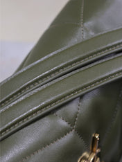 YSL 25S LOULOU PUFFER GM 35 IN DARK OLIVE CALFSKIN GOLD HARDWRE