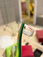 HIGH MULE 60MM IN SHAMROCK GREEN SHEEPSKIN AND TRANSPARENT PVC