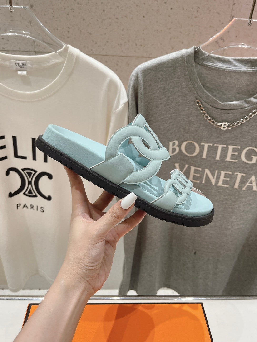 EXTRA SANDAL PASTEL PASTEL BLUE CALFSKIN