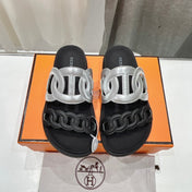 EXTRA SANDAL PASTEL BLACK MIX SILVER CALFSKIN