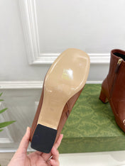 HORSEBIT ANKLE BOOTS 6.5CM IN CINNAMON BROWN SHEEPSKIN