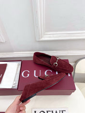 GUCCI 26S LOAFERS MM IN DARK RED SUEDE WITH SILVER HARDWARE